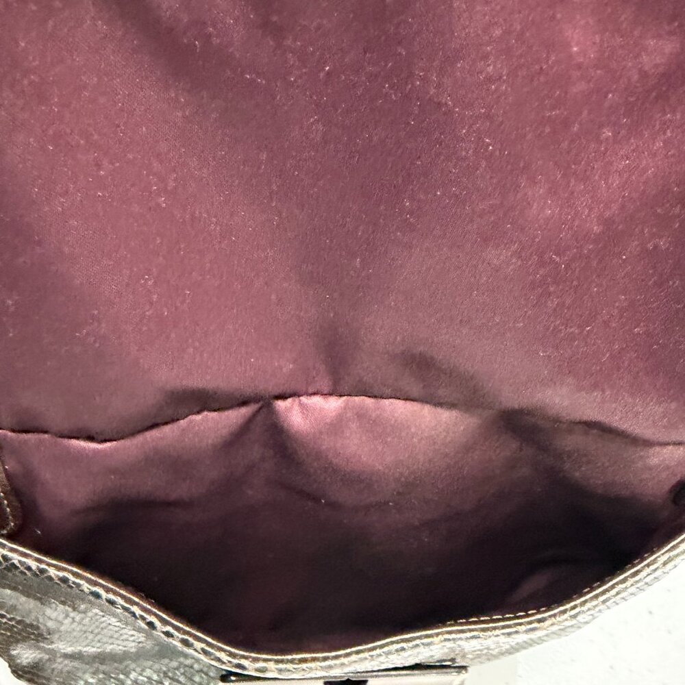 Coach Kristin Shoulder Bag Metallic Snakeskin Embossed Leather Gunmetal Hardware - Picture 10 of 14